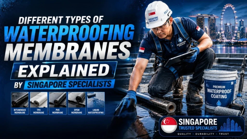 Explore the most common waterproofing membranes used in Singapore — PU, bituminous, cementitious, and acrylic — and find the right system for your property.